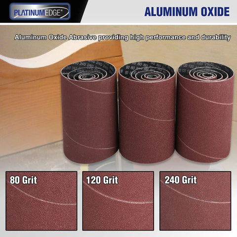 18 Piece Spindle Sander Sleeve Kit With Six Size Assortment In 80 120 240 Grit For 1/2 In To 3 In Diameters Aluminum Oxide Abrasive Sanding Sleeves