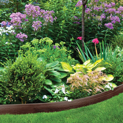 Durable Landscape Edging Coil For Lawn And Garden 40 Ft Long 4 In Tall Terrace Board Border With 10 Stakes Brown HDPE Plastic