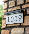 Solar Powered Outdoor Address Sign With Waterproof LED Illumination 6000K Daylight White House Numbers Plaque Auto On At Night
