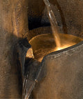 Close-up of Sphere Curve 39 1/2 Inch High Modern Zen Faux Stone Floor Fountain With Built In LED Light For Indoor Outdoor Use Waterfall Cascade