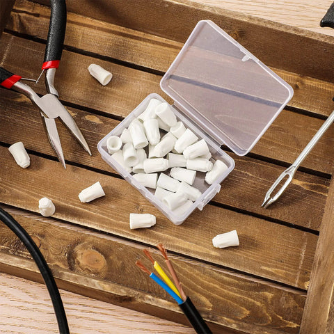 Zonon white ceramic wire connectors, 36 pcs in a plastic storage box for 18-8 AWG high-temperature wiring