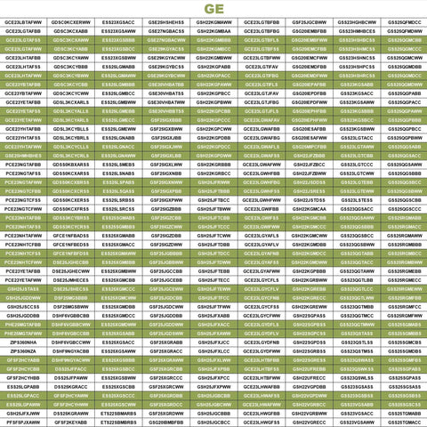 Compatibility chart for GE Hotpoint fridge models and replacement parts.