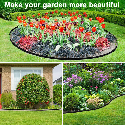 Two Pack 1.5 Inch Garden Edging Border 100 Ft Total Length Plastic Landscaping Edge With 120 Spikes Easy No Dig Install