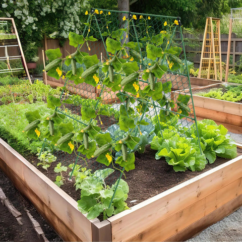 Cucumber Trellis 35 Inch By 50 Inch A Frame Garden Trellis For Climbing Plants Outdoor Foldable Plant Support in raised bed