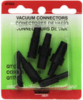 Front view of six black Dorman soft vacuum tubing connectors in green and red packaging.