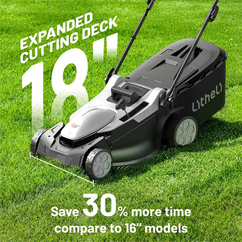 18 Inch Electric Self Propelled Cordless Lawn Mower With Brushless Motor on grass with 18-inch cutting deck