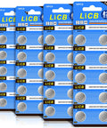 Top Shelf 40 Pack LR44 AG13 357 SR44 Button Cell Batteries Long Lasting Coin Power For Gadgets And Calipers displayed in packaging.