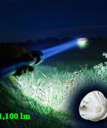 Hands holding a flashlight with Maglite LED Conversion Kit Replacement for Classic Flashlights, 1100 Lumen Bulb in use at night