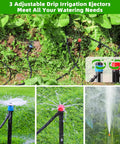 240 Feet DIY Automatic Drip Irrigation Kit for Garden Greenhouse and Patio with Adjustable Emitters in action.