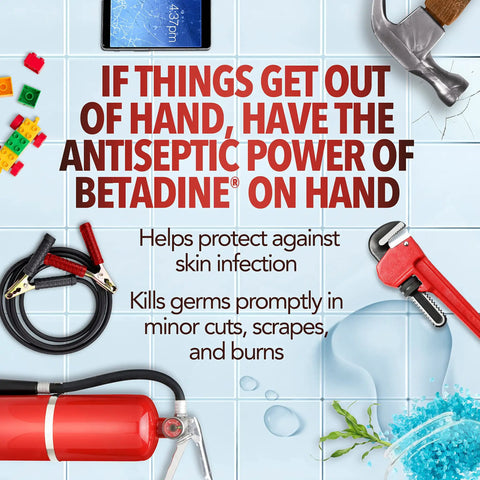 Antiseptic First Aid Solution With Povidone Iodine 10 Percent For Infection Protection Kills Germs In Minor Cuts Scrapes And Burns