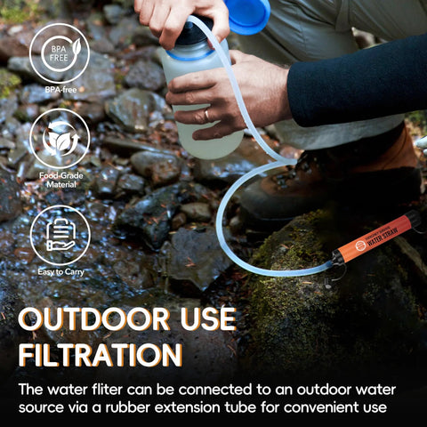 Emergency Water Filter Straw 3 Pack For Hiking Camping And Outdoor Prep Personal Survival Filtration System in outdoor use