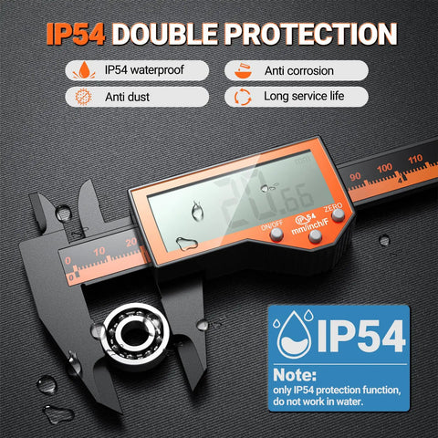6 Inch Digital Caliper With Large LCD Screen For Precise Readings In Inch Metric And Fraction Conversion Auto Off Feature Ideal For DIYers Woodworking And Home Projects Orange Body