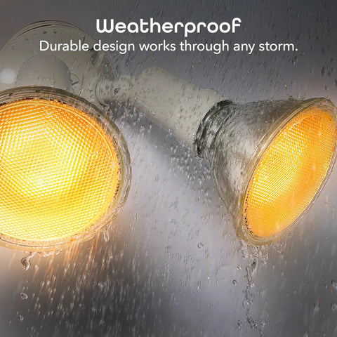 Outdoor Smart Floodlight For Your Porch 2700K To 6500K Dimmable LED Bulb 11W 1000 Lumens E26 PAR38 WiFi Enabled Works With Alexa And Google Assistant No Hub Needed Easy Setup weatherproof design with soaking rain