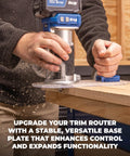 Smooth As Butter Trim Router Base Plate With Dead Nuts Secure Grip used on wood for precise circle cutting, enhancing control.