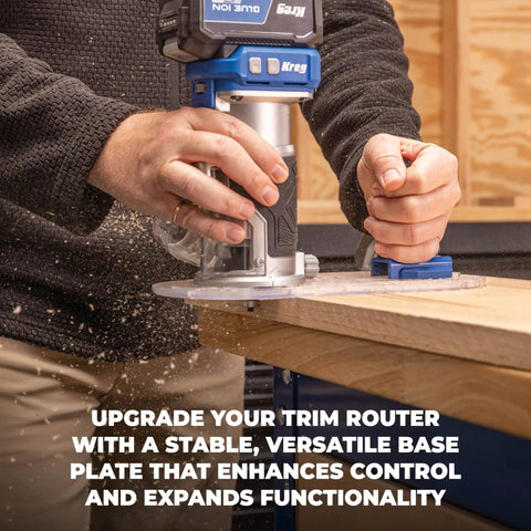 Smooth As Butter Trim Router Base Plate With Dead Nuts Secure Grip used on wood for precise circle cutting, enhancing control.