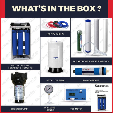 Beefed Up Commercial Grade Reverse Osmosis And Deionization Water Filtration System With Dual Booster Pumps And A 40 Gallon Tank Delivers Up To 800 GPD Of 0 TDS Purified Water For Labs, Restaurants And Industrial Use components