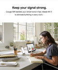 Woman working at desk using AC1200 Mesh WiFi System For Whole Home Coverage Up To 1500 Square Feet With 1 Pack Router Unit And Seamless Roaming