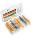 DEYUE resistor assortment in an open plastic case; metal film resistors, 0Ω–1MΩ, 1% tolerance, 605 pcs