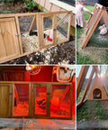 Outdoor Rabbit Hutch And Chicken Coop With Ventilated Wire Run And A Frame Design set in a garden, showcasing wooden portable build.