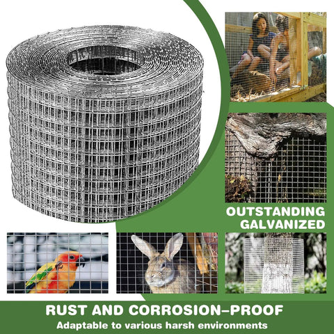 Galvanized Hardware Cloth 1/4 Inch Mesh 16 Inch By 20 Foot Wire Roll with examples of chicken coop and rabbit enclosure usage.