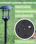 Six Pack Solar Powered Pathway Lights Waterproof Warm White Outdoor Lighting For Lawn Patio Yard Walkway Deck And Driveway Auto On At Dusk Off At Dawn No Wiring, close-up showing energy-saving features and isolation tab removal instruction.