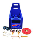 KC100P Centurion Weld And Brazing Outfit With 511 Plastic Carrying Stand, blue stand with gauges, torch, hoses, and tips