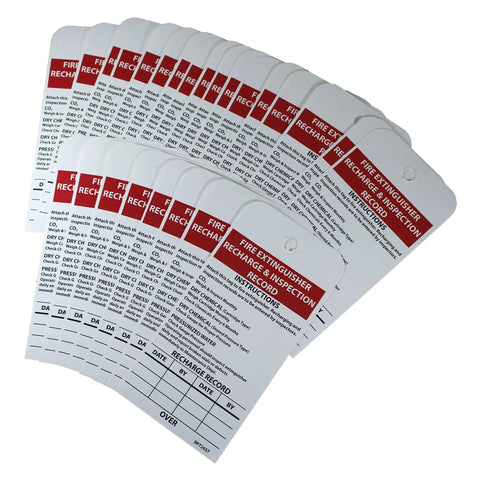 Fire Extinguisher Recharge and Inspection Tag Made on Synthetic Paper Polytag White for Easy Compliance and Record Keeping