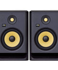 Front view of Rokit 7 G4 Studio Monitor Speaker Bundle Pair in black with Kevlar 7 inch woofer and 1 inch tweeter