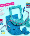 Image showing pre-punched felt pieces with a mermaid tail design from Kids Sewing Kit For Beginners: 6 Easy Projects Like Unicorn And Mermaid Pillows.