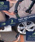 Using Cordless Bike Pump And Portable Air Compressor With Digital Pressure Gauge 150 PSI Car Tire Inflator on car and bike tires