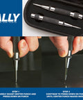 Heavy Duty Automatic Center Punch Set For Metal By ALLY Tools With Hardened Steel Two Piece Premium Center Punches Adjustable Knurled Cap Spring Loaded Mechanism Ideal For Machinists And Carpenters Includes Hard Shell Case