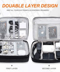 Open Waterproof Double Layer Electronics Organizer Bag For Cables Chargers Power Banks Adapters USB Cables Kindle Hard Drives