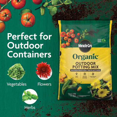 Bag of Organic Outdoor Potting Mix For Container Plants With Quick Release Natural Fertilizer, OMRI Listed, 16 Qt