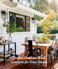 Two Pack All Weather Outdoor Wall Lanterns, Waterproof Aluminum Porch Lights With Clear Glass And Black Finish installed on patio