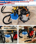 Low Profile Cyclone Dust Separator For 2.5 Inch Wet Dry Vacuums with leak-proof sealing in workshop setup, collecting wood dust