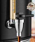 Close-up view of spout and handle of 50-Cup Commercial Coffee Urn With Double Insulated Stainless Steel, Percolator System, And Temperature Control.