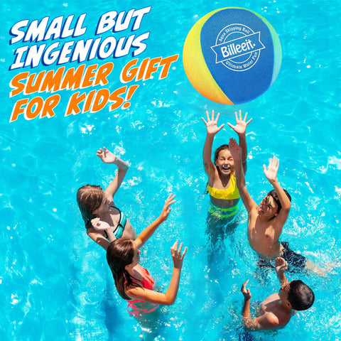 Kids playing with Five Color Rainbow Water Skipping Balls Set For Pool Play Soft TPR Material Easy Grip Floating Design