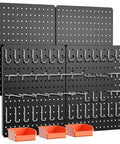Heavy Duty Metal Peg Board Kit With 110 Pieces, 4 Black 12X16 Panels, Accessories And Hook Locks, wall storage display