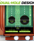 Top view of 9.8Ft Putting Green Mat With Automatic Ball Return Track And Mirror, dual-hole design for home golf practice