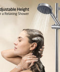 Adjustable Shower Head With Slide Bar And Extra Long Hose Set 5 Function Handheld Shower Head For Spa Like Showers Full Coverage