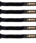 5 Pack 20mm By 200mm HD Rubberized Battery Straps Non Slip For Drones Quads Helis Planes And Cars displayed in a row.