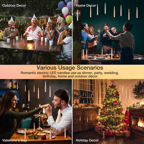 Spooky LED Floating Candles With Wand Remote Dope Flameless Taper Candles for outdoor, home, Valentine, holiday decor