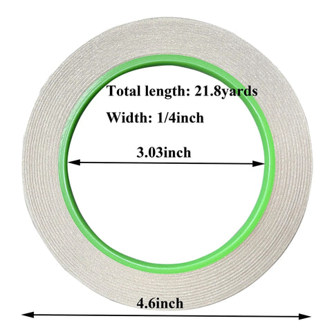 Copper Tape One Quarter Inch Double Sided Conductive Foil Tape For EMI Shielding Soldering Electrical Repairs Stained Glass Grounding Two Pack Twenty One Point Eight Yards Each, image showing tape roll dimensions