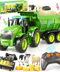 Awesome Realistic RC Farm Tractor Toy With Front Loader And Trailer, Lights And Music, 2.4GHz Remote Control Vehicle With Sheep And Cow