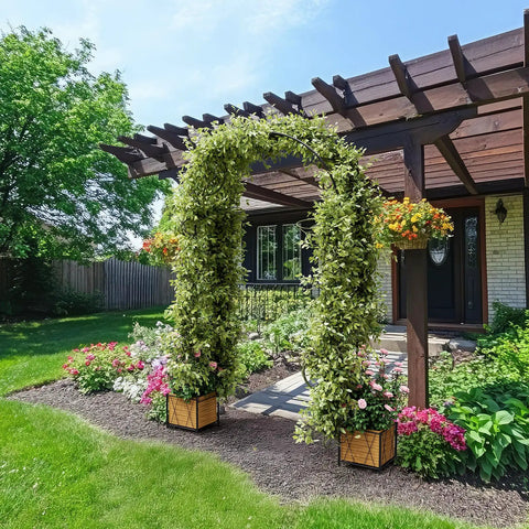planter box arch trellis Heavy Duty Garden Arch With Planter Boxes ✓