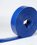 Heavy Duty Flat Lay Hose 6 Inch Diameter 300 Feet Long Sump Pump Discharge Backwash PVC Line rolled up for yard drainage.