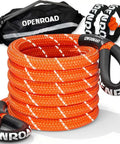 Kinetic Recovery Tow Rope Kit 36000 Lbs 30ft 1in Orange With Soft Shackle Offroad Snatch Strap Extreme Duty 35 Percent Elasticity