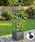 Raised Garden Bed Tomato Planter Box With Trellis Self Watering 4.1 Gallon Pot 31.65 Inch Trellis Easy Move Wheels Climbing Plants