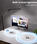Clamp On Desk Lamp With Eye Care, Swing Arm And Stepless Dimming, Adjustable Color Temperature 3000K To 5500K, 12W on desk