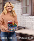 Person holding Two Pack Lazy Susan Turntables Clear Acrylic Carousel Storage for Fridge Pantry Cabinet or Counter Tops 360 Degrees